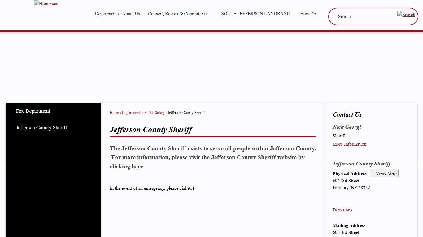Jefferson County Sheriff | Fairbury, NE